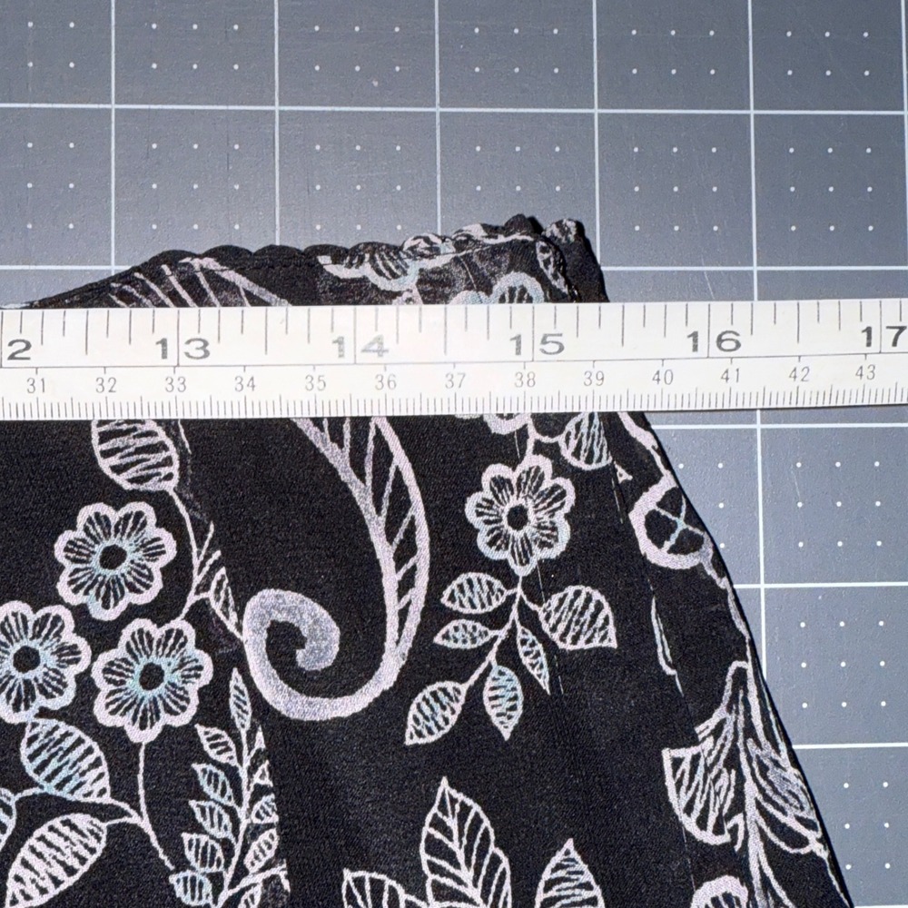 Pendleton Women 8 Black Floral Print Silk Midi Skirt Y2K Fairy Grunge Whimsigoth - Picture 5 of 9